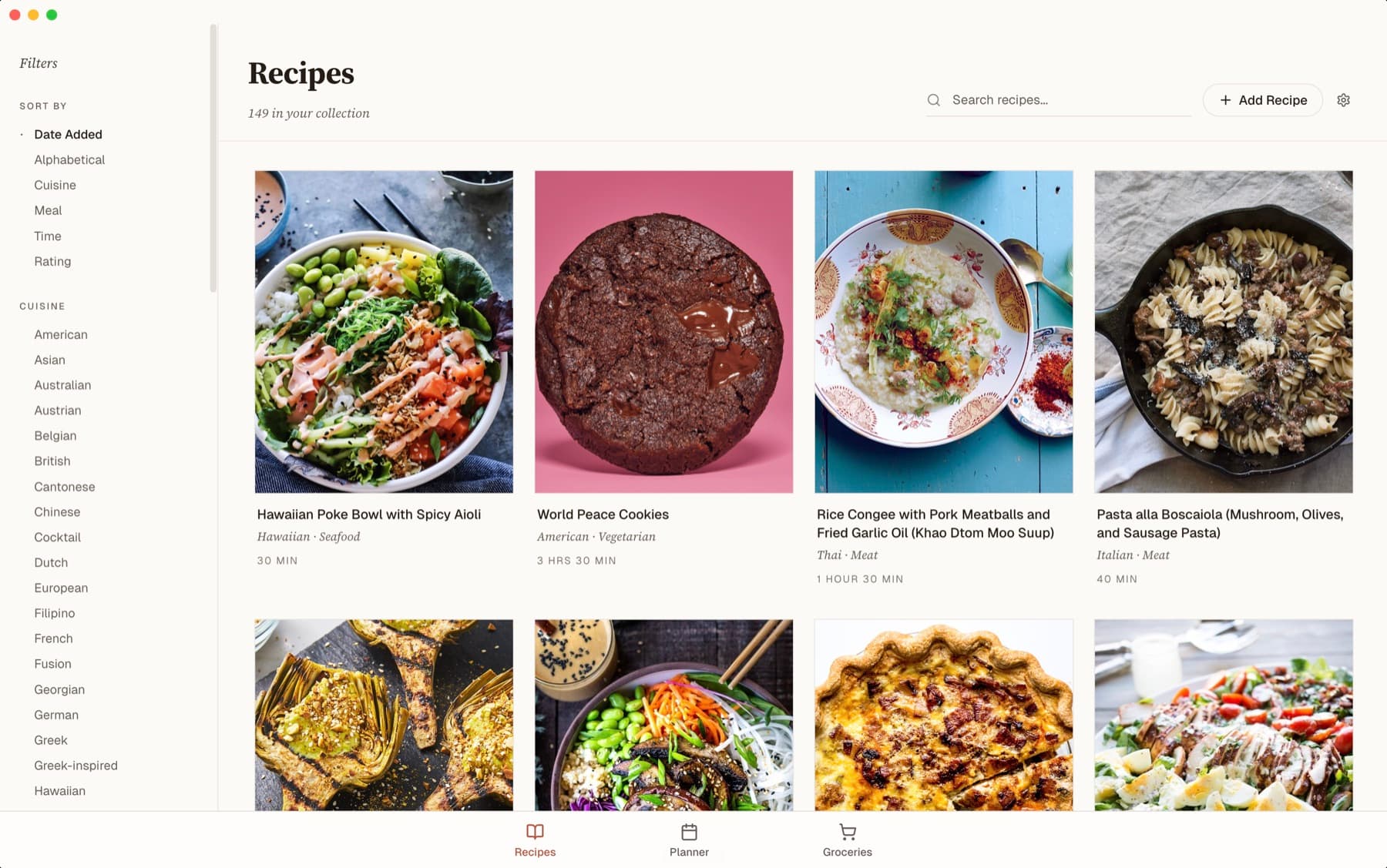 Recipe library