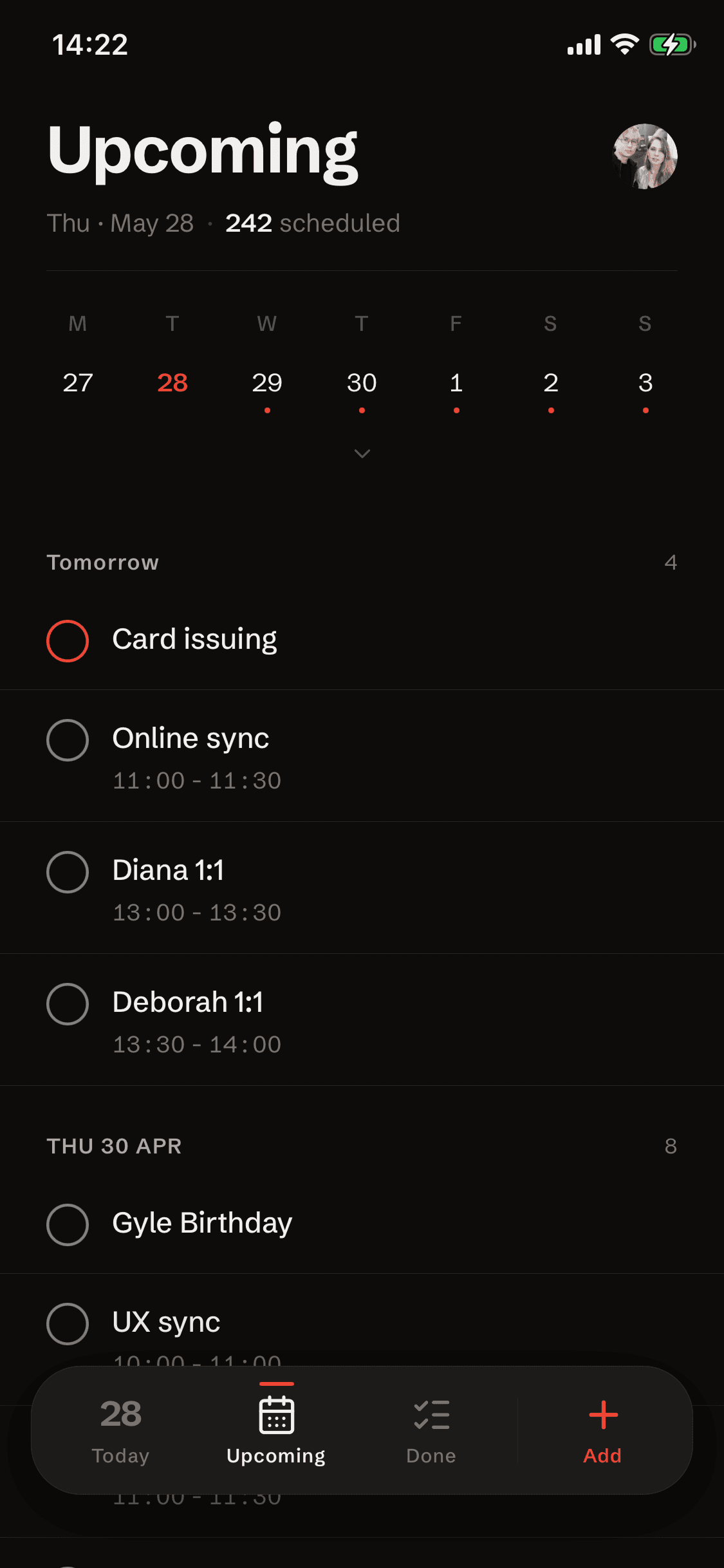 Upcoming — the week ahead